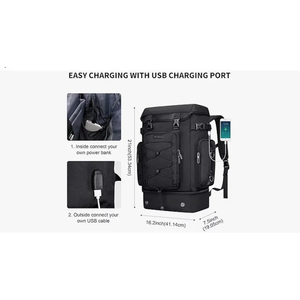 WITZMAN 40L TSA Approved Carry On Travel Backpack & Duffle Sleek Tactical New